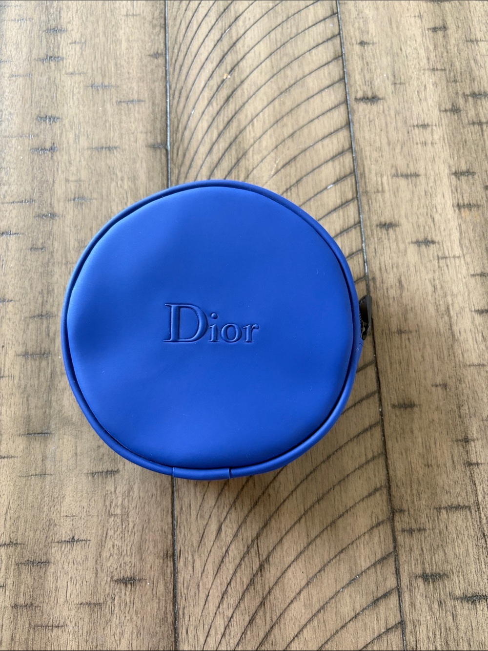Dior Round Royal Blue Logo Cosmetic Pouch